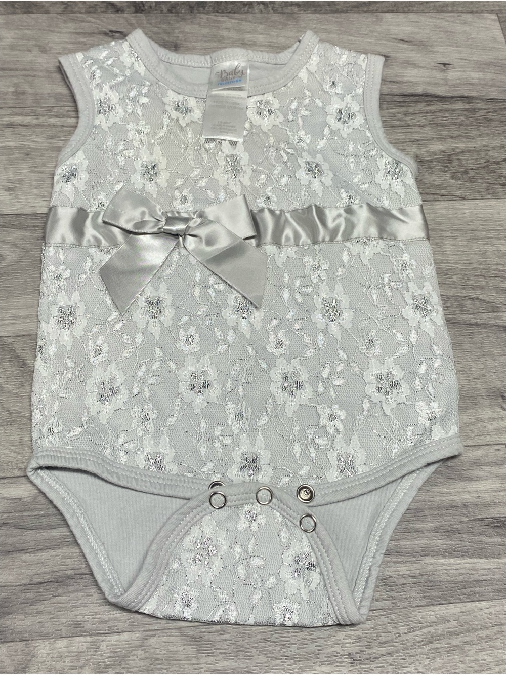 GANZ Baby gray Lace Overlay Onesie